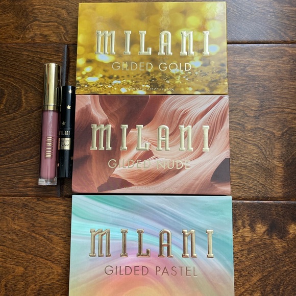 NIB Milani Bundle Gilded Gold, Nude, Pastel Eyeshadow Palettes Mascara Lipsticks - Picture 2 of 2